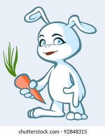 Cute white rabbit with carrot