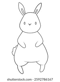 	
Cute white rabbit. Cartoon character. Outline. Coloring page. Hand drawing. Easter illustration.