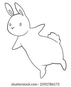 	
Cute white rabbit. Cartoon character. Outline. Coloring page. Hand drawing. Easter illustration.