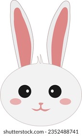 linda cara de conejo blanco. ilustración vectorial de dibujos animados.