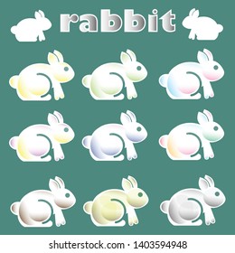 Cute white rabbit icon paper