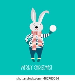 Cute white rabbit illustration