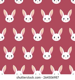 Cute white rabbit seamless pattern