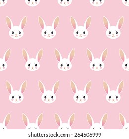 Cute white rabbit seamless pattern