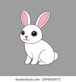 A cute white rabbit vector Illustration
