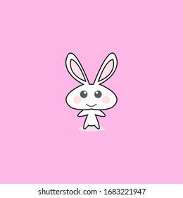 cute white rabbit vektor design ilustration.