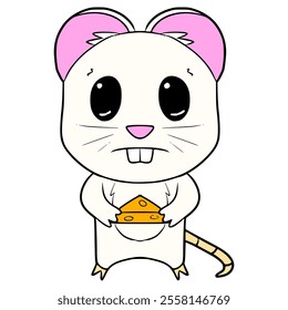 cute white rat or mouse illustration hand drawn isolated vector