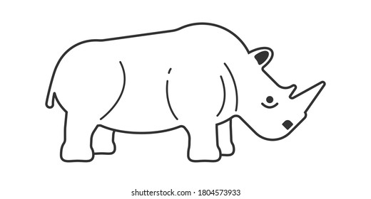 Cute white Rhino, Vector illustration of Rhino.
