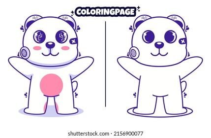 Cute White Robot Bear Coloring Pages Stock Vector (Royalty Free ...