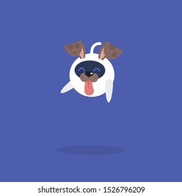 Cute white robot wearing a Dog muzzle and ears