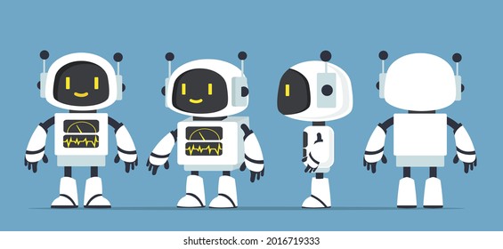 Juego de caracteres de robots blancos pequeños vector