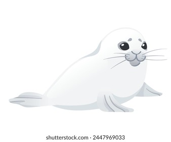 Cute white seal child mammal arctic animal cartoon animal design vector illustration isolated on white background