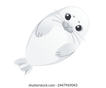 Cute white seal child mammal arctic animal cartoon animal design vector illustration isolated on white background