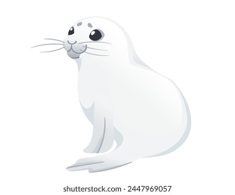 Cute white seal child mammal arctic animal cartoon animal design vector illustration isolated on white background