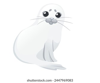 Cute white seal child mammal arctic animal cartoon animal design vector illustration isolated on white background