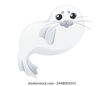 Cute white seal child mammal arctic animal cartoon animal design vector illustration isolated on white background