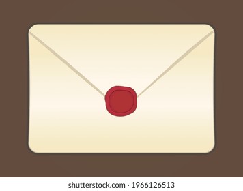 Sobre blanco y fino con letra sobre fondo marrón. Concepto de sobres básicos y convenientes para cartas personales y de negocios. Ilustración vectorial de dibujos animados planos