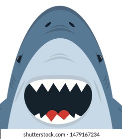 Cute White Shark open mouth vector