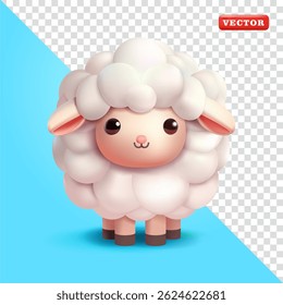 Cute white sheep, 3d vector. Suitable for farming and design elements