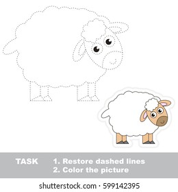 The Cute White Sheep. Dot to dot educational game for kids.