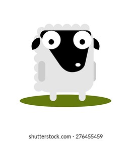Cute White sheep with Large Eyes cartoon