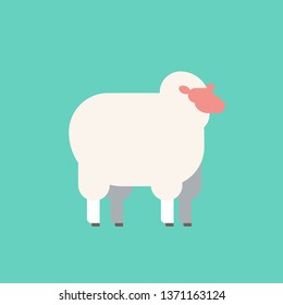cute white sheep wool farm domestic animals breeding concept flat