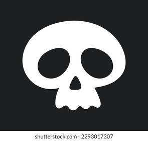 Cute white skull icon. Mexican traditions and culture. Hallooween, Dia de los Muertos and Day of the Dead. Skeleton head. Emblem, logo and badge. Cartoon flat vector illustration