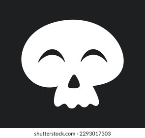 Cute white skull icon. Symbol of holiday of fear and horror. Dia De Los Muertos and Day of Dead. Mexican culture and traditions. Poster or banner. Cartoon flat vector illustration