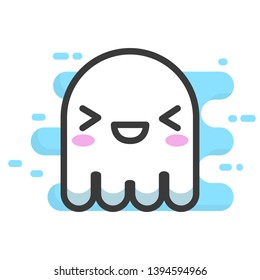 Cute white small ghost feeling excited