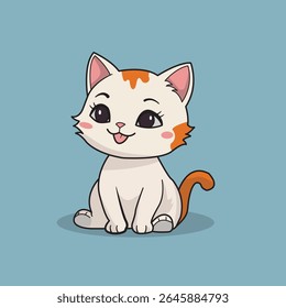 Ilustração de gatinho pequeno branco bonito