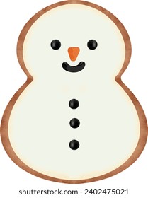 Cute White Snowman Cookie Illustration	