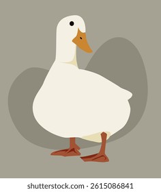  a cute, white, standing duck.duck vector icon bird goose rubber duck 