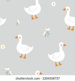 fondo vectorial de patrón sin costuras de cisne blanco lindo