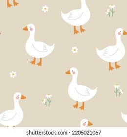 fondo vectorial de patrón sin costuras de cisne blanco lindo