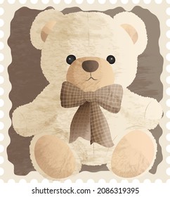 Cute White Teddy Bear with a Bow
