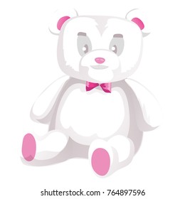 Cute white teddy bear isolated on white background. Vector illustration