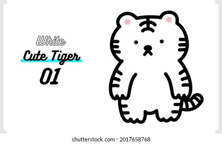 Cute White Tiger Character Vector Illustration