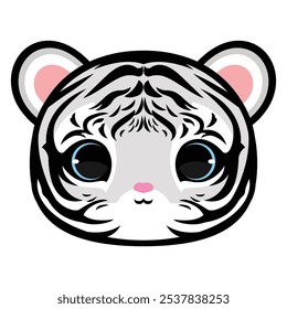  Cute White Tiger with Stripe Fur. It was drawn by vector. No AI. 