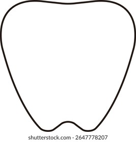 Cute White Tooth Icon with Black Outline – Dental Vector Illustration