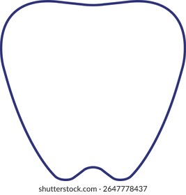Cute White Tooth Icon with Blue Outline – Dental Vector Illustration