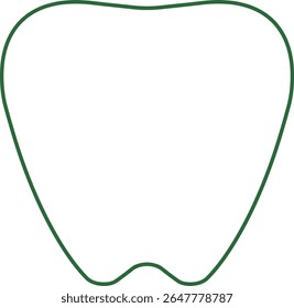 Cute White Tooth Icon with Green Outline – Dental Vector Illustration