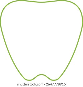 Cute White Tooth Icon with Light Green Outline – Dental Vector Illustration