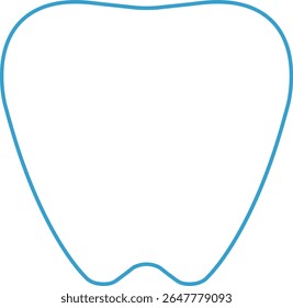 Cute White Tooth Icon with Light Blue Outline – Dental Vector Illustration