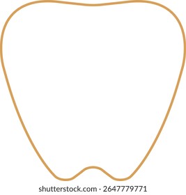 Cute White Tooth Icon with Orange Outline – Dental Vector Illustration