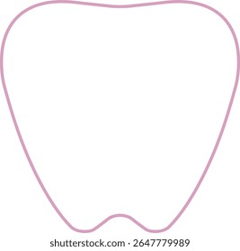 Cute White Tooth Icon with Pink Outline – Dental Vector Illustration