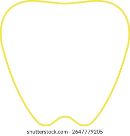 Cute White Tooth Icon with Yellow Outline – Dental Vector Illustration