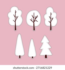 
Lindo árbol blanco pegatinas colección