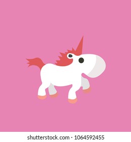Cute white unicorn in pink background