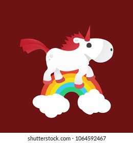 Cute white unicorn with rainbow