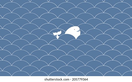 Cute white whale in the ocean